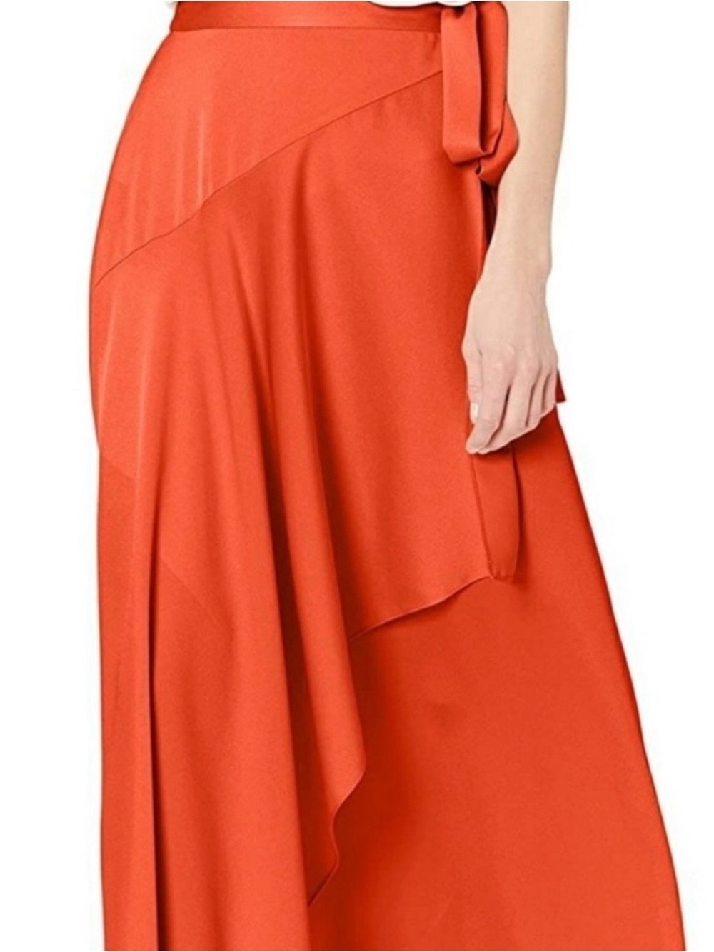 BCBG Maxazria Satin Maxi Wrap Skirt Poppy Asymmetrical M